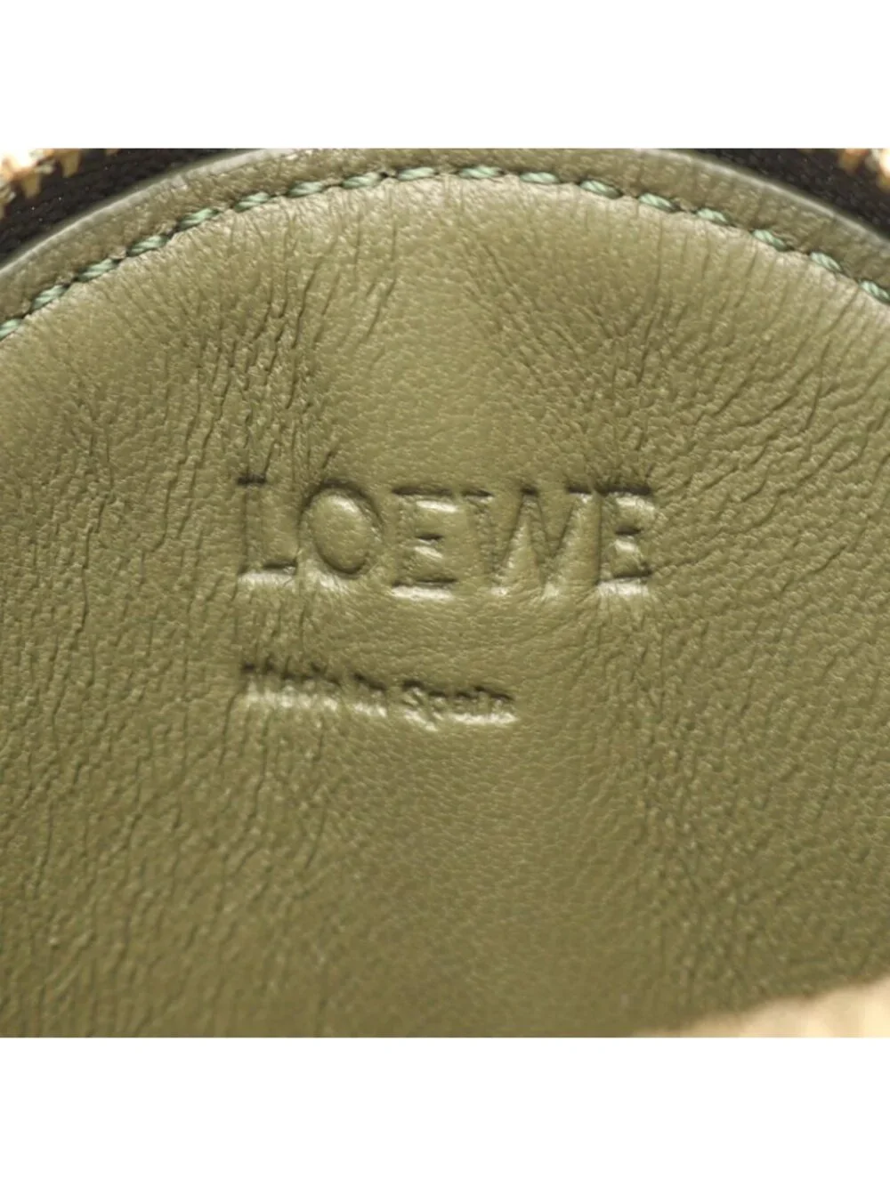 Loewe Coin Purse Cookie Key Charm Repeat Anagram Green Canvas Leather